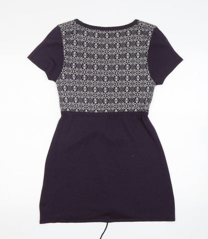 George Womens Purple Round Neck Argyle/Diamond Acrylic Pullover Jumper Size 10