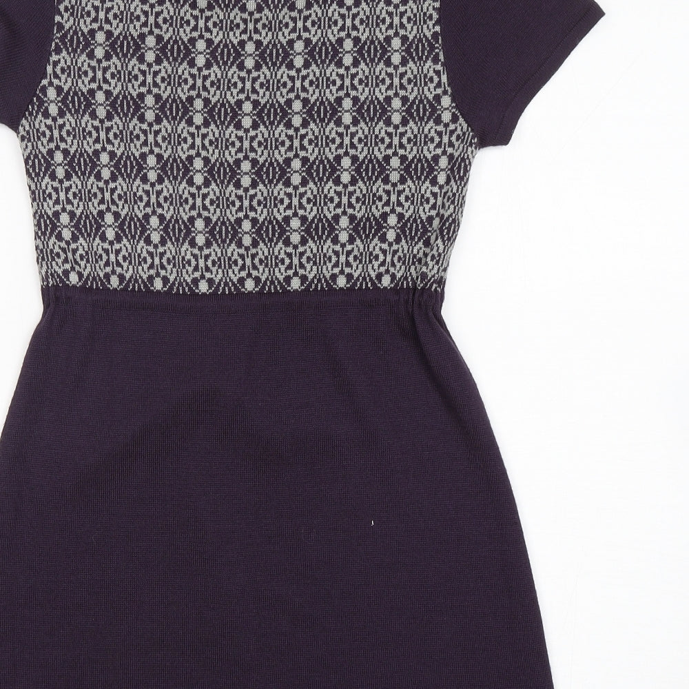 George Womens Purple Round Neck Argyle/Diamond Acrylic Pullover Jumper Size 10