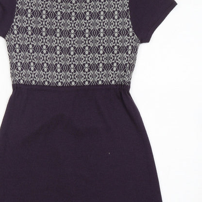 George Womens Purple Round Neck Argyle/Diamond Acrylic Pullover Jumper Size 10