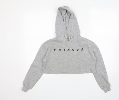New Look Girls Grey  Cotton Pullover Hoodie Size 9 Years   - Friends