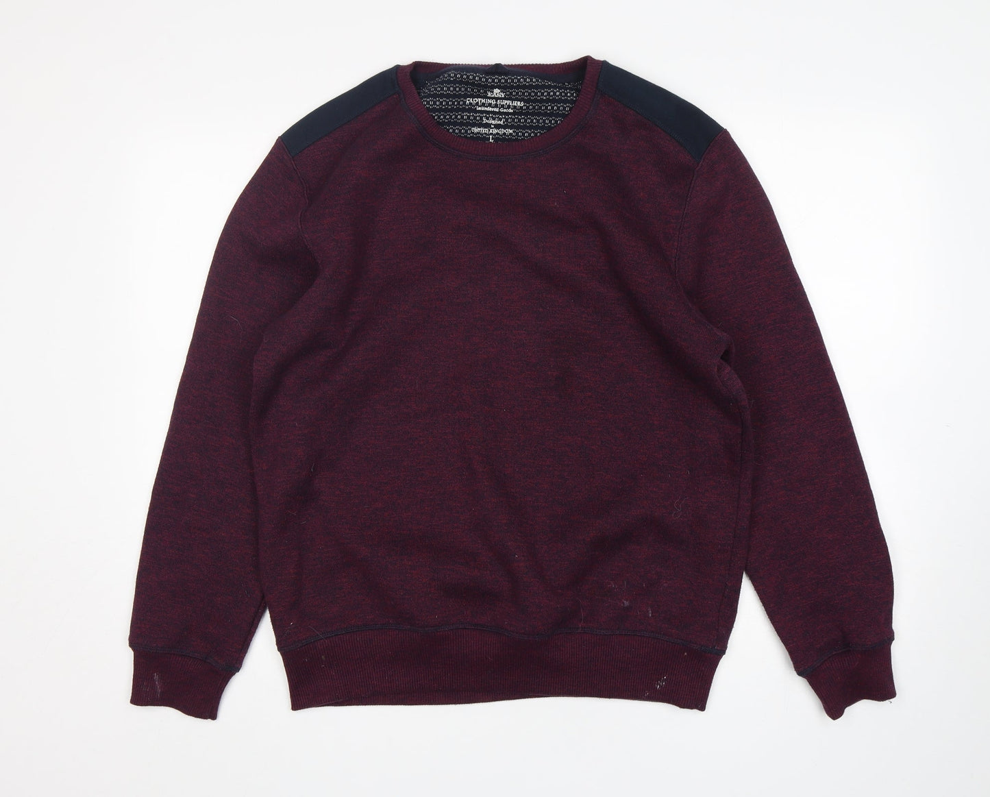 Easy Mens Purple Round Neck  Polyester Pullover Jumper Size L