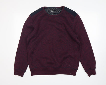 Easy Mens Purple Round Neck  Polyester Pullover Jumper Size L