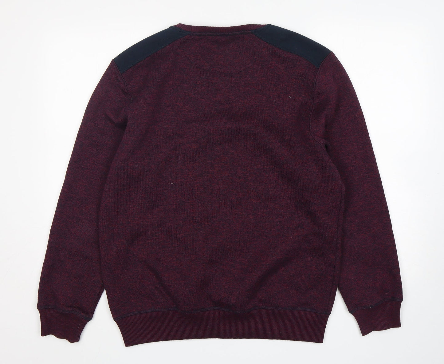 Easy Mens Purple Round Neck  Polyester Pullover Jumper Size L