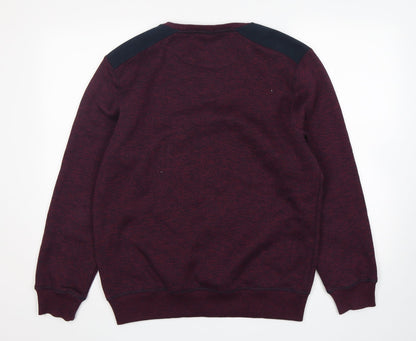 Easy Mens Purple Round Neck  Polyester Pullover Jumper Size L