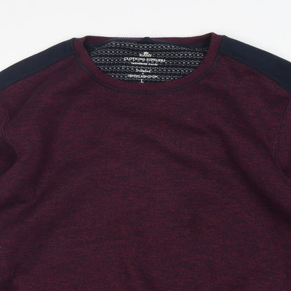 Easy Mens Purple Round Neck  Polyester Pullover Jumper Size L