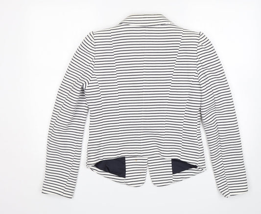 H&M Womens Multicoloured Striped Cotton Jacket Blazer Size 12