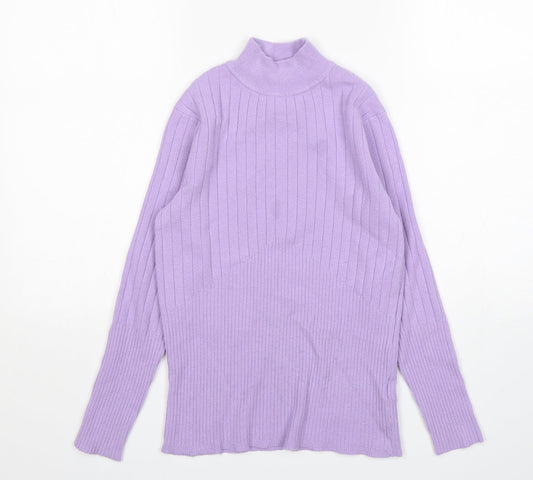 M&S Womens Purple Mock Neck  Viscose Pullover Jumper Size 10