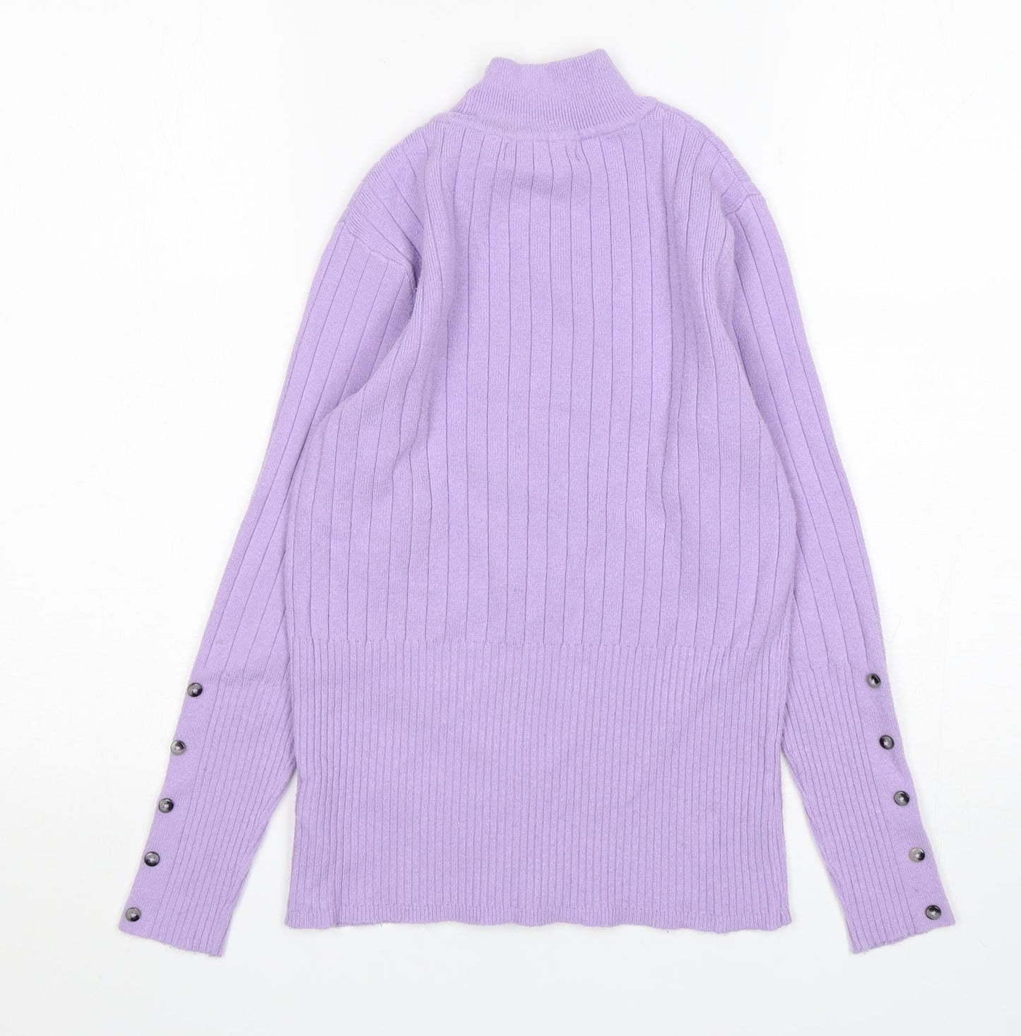 M&S Womens Purple Mock Neck  Viscose Pullover Jumper Size 10