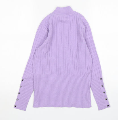 M&S Womens Purple Mock Neck  Viscose Pullover Jumper Size 10