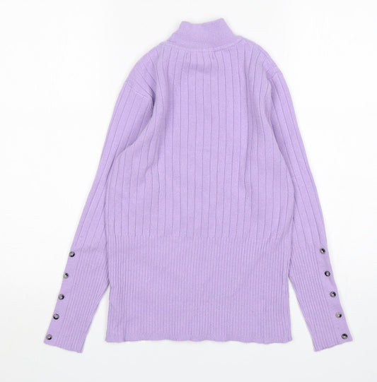 M&S Womens Purple Mock Neck  Viscose Pullover Jumper Size 10