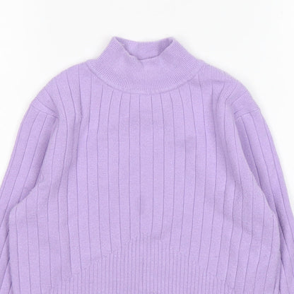 M&S Womens Purple Mock Neck  Viscose Pullover Jumper Size 10