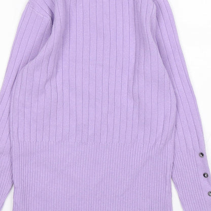 M&S Womens Purple Mock Neck  Viscose Pullover Jumper Size 10