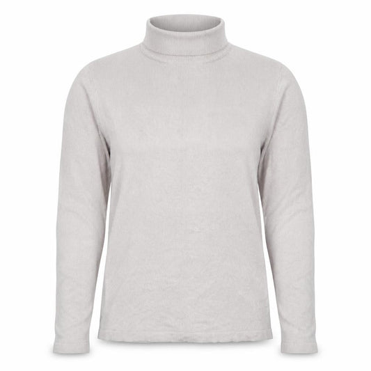 Front view of Marks & Spencer women’s grey mock neck acrylic jumper, size UK 10