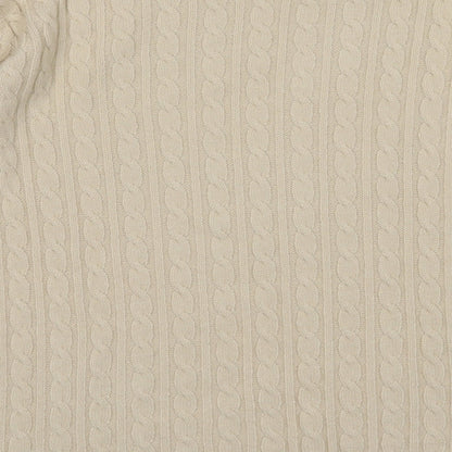 Brand and care label for choice women’s white geometric acrylic pullover sweatshirt, size M, pullover