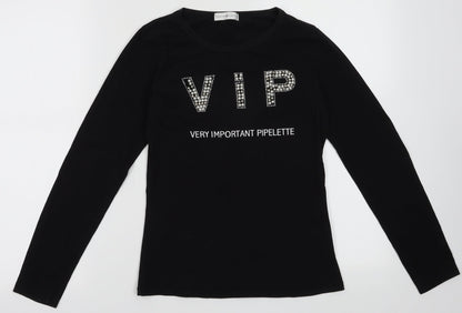 Additional front view of Cache Cache women’s black cotton pullover sweatshirt, pullover - very important pipelette