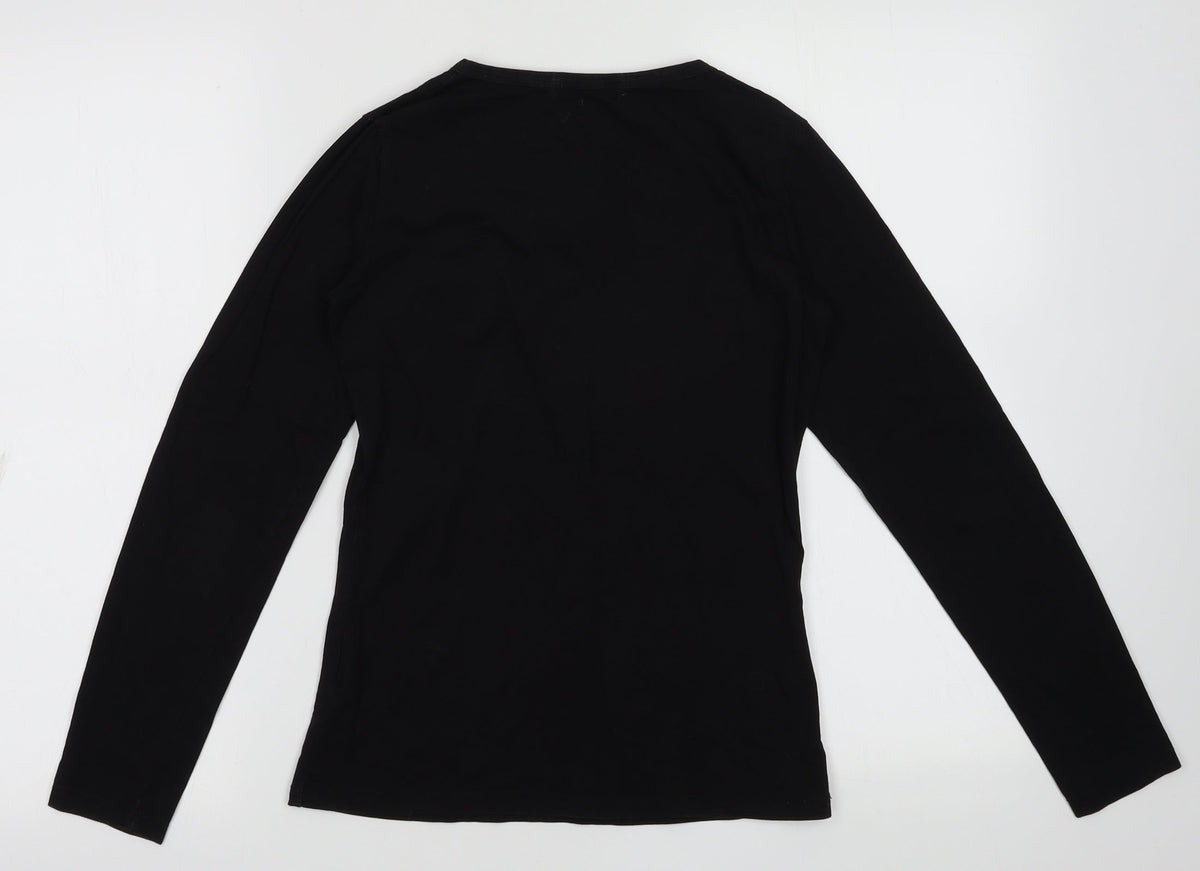 Back view of Cache Cache women’s black cotton pullover sweatshirt, size UK 10, pullover - very important pipelette