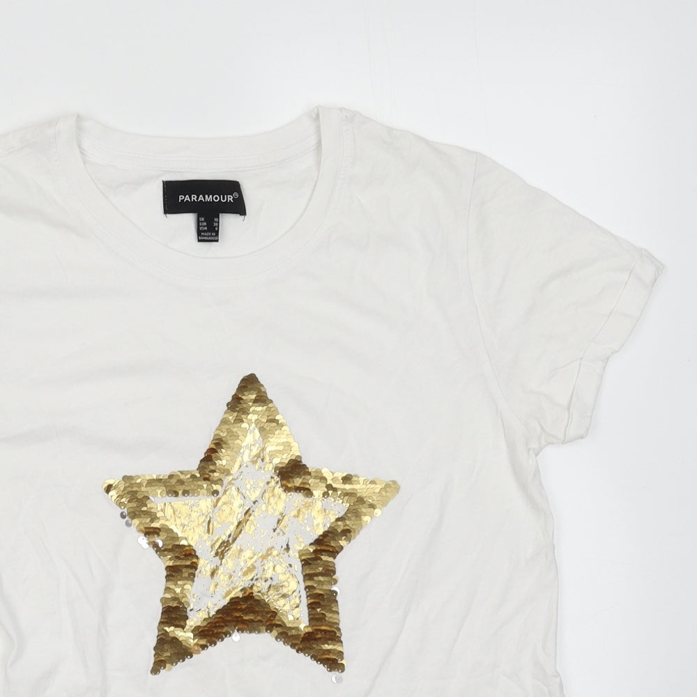 Womens UK Size 10 Paramour White Basic T-Shirt