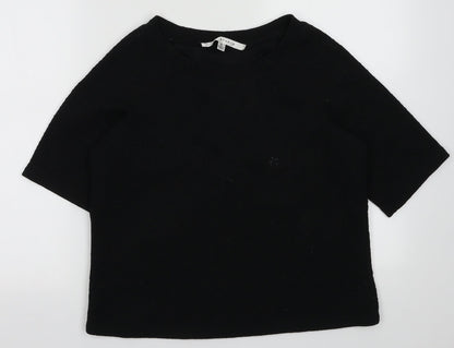 Additional front view of Max Studio women’s black polyester pullover sweatshirt, size S, pullover