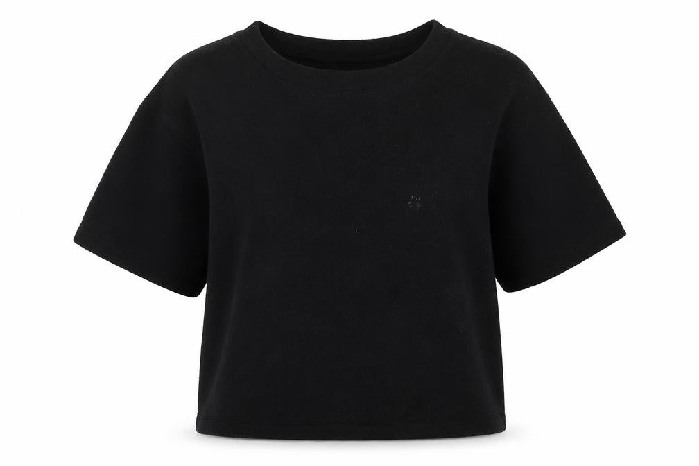 Front view of Max Studio women’s black polyester pullover sweatshirt, size S, pullover