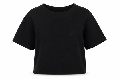 Front view of Max Studio women’s black polyester pullover sweatshirt, size S, pullover