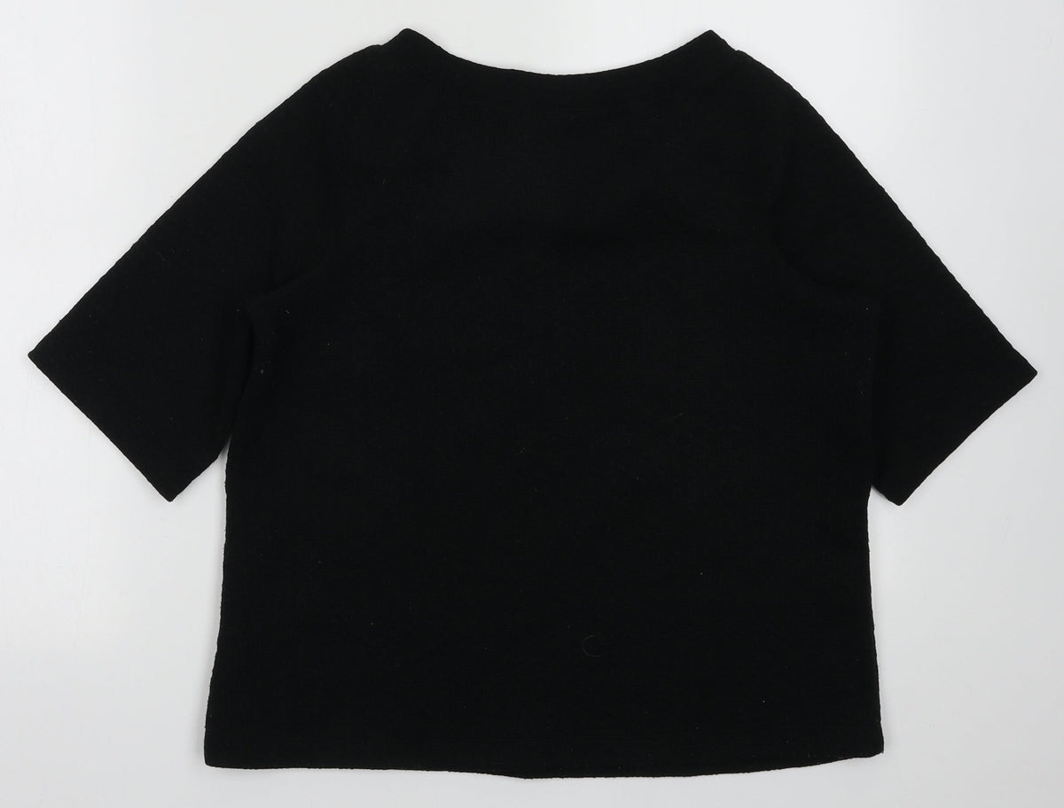 Back view of Max Studio women’s black polyester pullover sweatshirt, size S, pullover