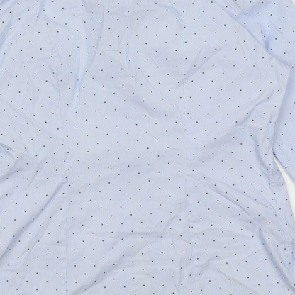 Brand and care label for Blue women’s pink cotton button-up, size UK 8, collared