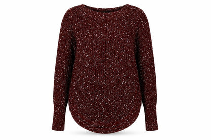 Front view of Isabell London women’s red acrylic pullover sweatshirt, size UK 8, pullover