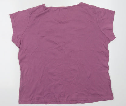 Tay Berry Womens Purple Fair Isle Cotton Basic T-Shirt Size 2XL V-Neck