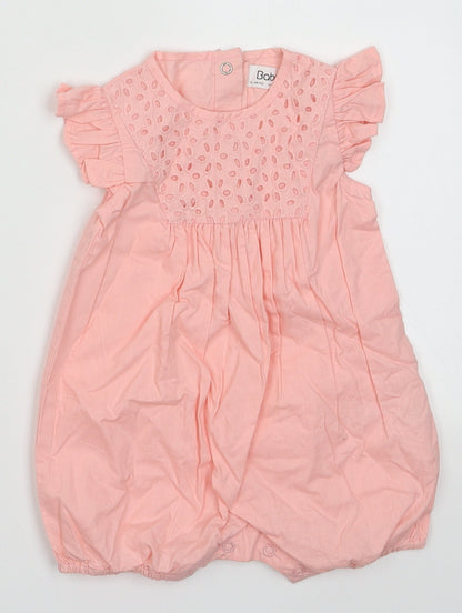 BABLUNO Girls Pink  Cotton Babygrow One-Piece Size 3-6 Months  Buckle