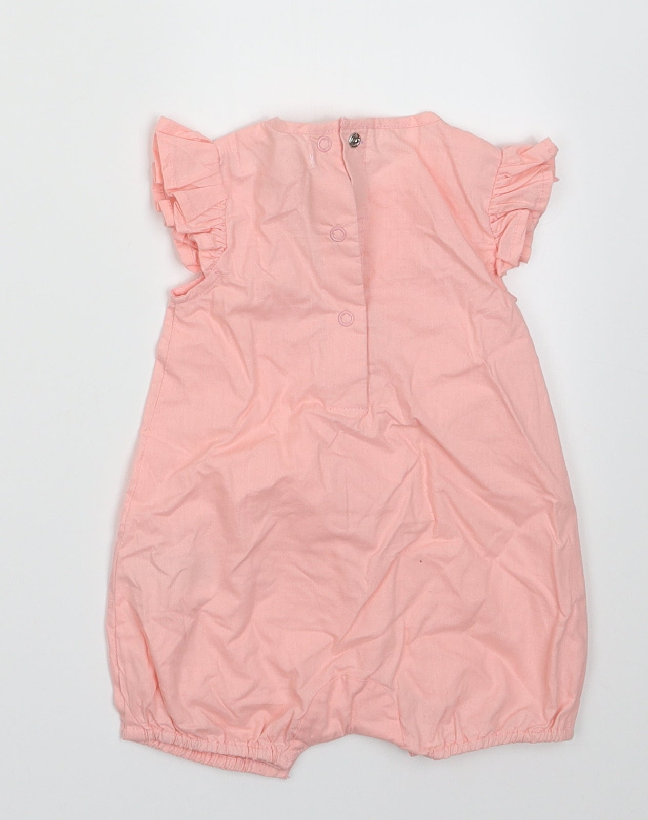 BABLUNO Girls Pink  Cotton Babygrow One-Piece Size 3-6 Months  Buckle