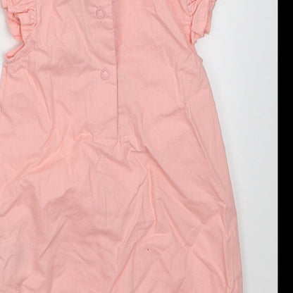 BABLUNO Girls Pink  Cotton Babygrow One-Piece Size 3-6 Months  Buckle