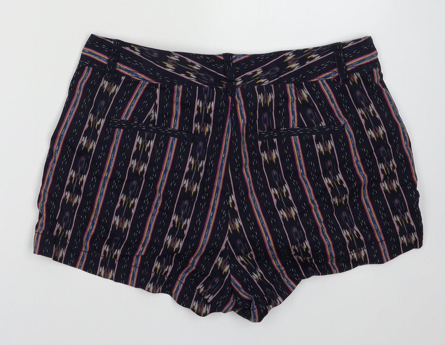Gap Womens Purple Geometric Cotton Hot Pants Shorts Size 10 L4 in Regular Hook & Eye