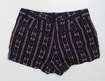 Gap Womens Purple Geometric Cotton Hot Pants Shorts Size 10 L4 in Regular Hook & Eye