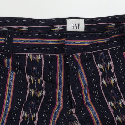 Gap Womens Purple Geometric Cotton Hot Pants Shorts Size 10 L4 in Regular Hook & Eye