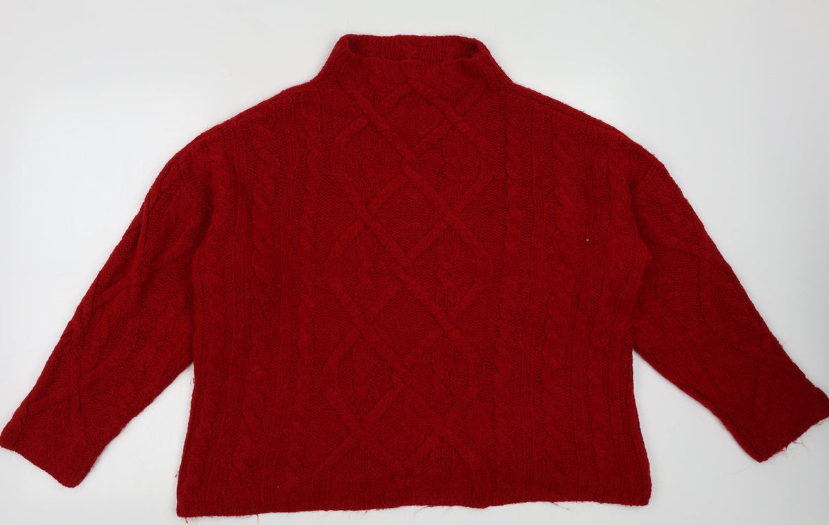 Additional front view of Formula X women’s red argyle/diamond acrylic pullover sweatshirt, size UK 14, pullover