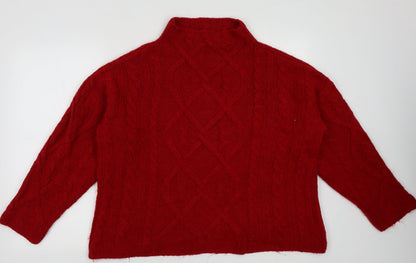 Additional front view of Formula X women’s red argyle/diamond acrylic pullover sweatshirt, size UK 14, pullover