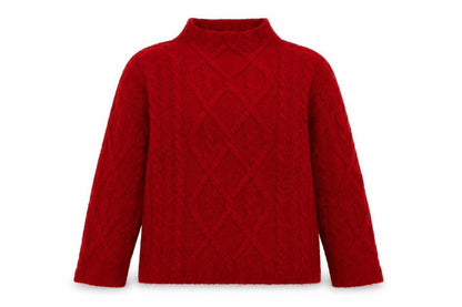 Front view of Formula X women’s red argyle/diamond acrylic pullover sweatshirt, size UK 14, pullover