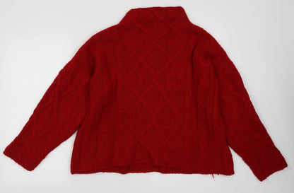 Back view of Formula X women’s red argyle/diamond acrylic pullover sweatshirt, size UK 14, pullover