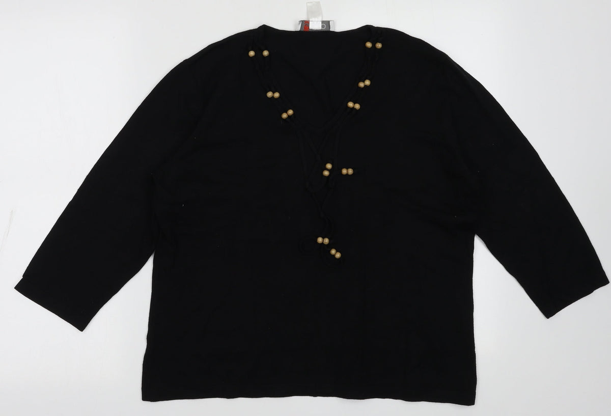Additional front view of Gelco women’s black viscose pullover sweatshirt, size UK 16, pullover