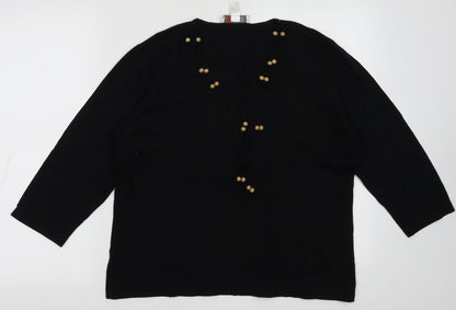 Additional front view of Gelco women’s black viscose pullover sweatshirt, size UK 16, pullover