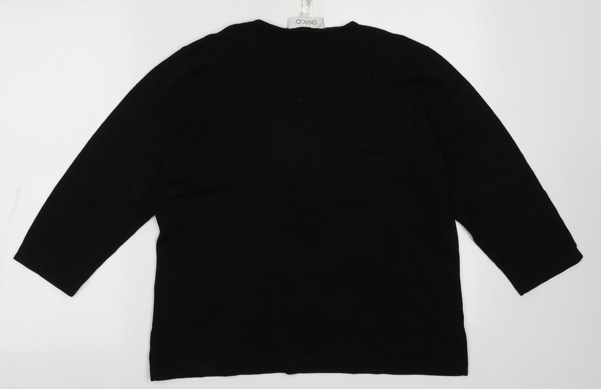 Back view of Gelco women’s black viscose pullover sweatshirt, size UK 16, pullover