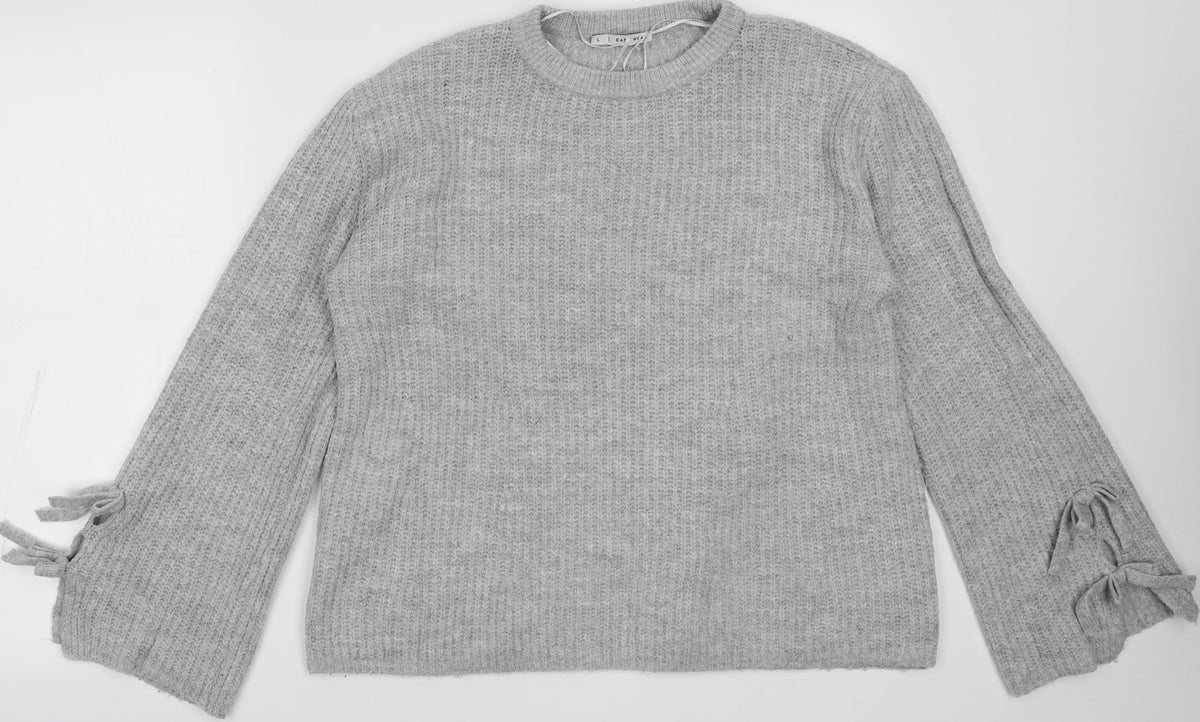 Additional front view of Easy Care women’s grey acrylic sweatshirt, size L, pullover
