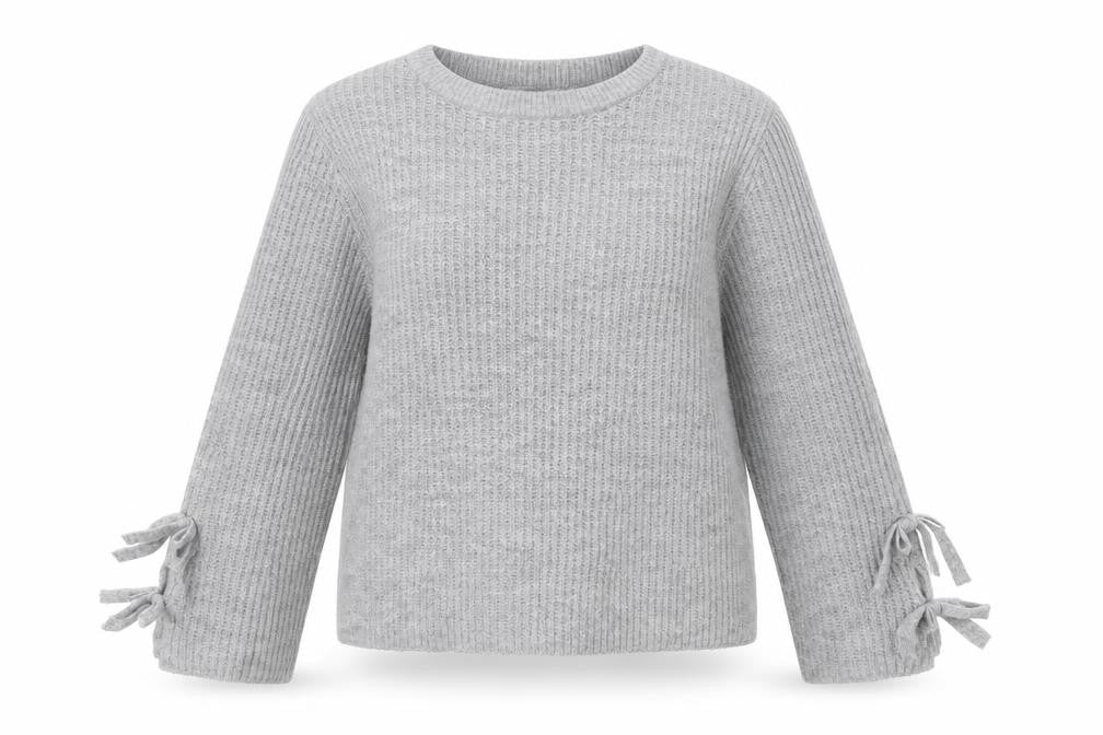 Front view of Easy Care women’s grey acrylic sweatshirt, size L, pullover