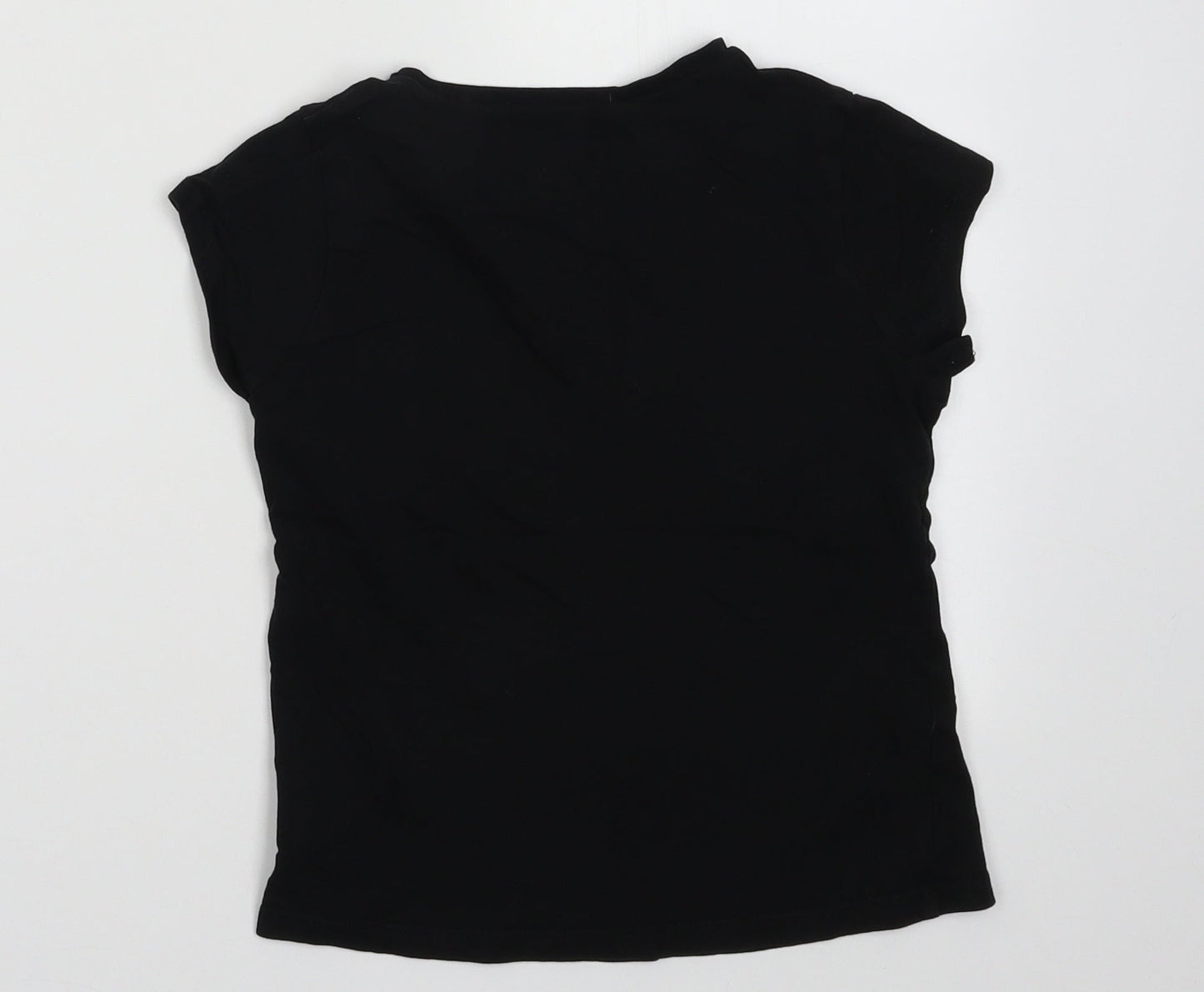 George Girls Black Striped Cotton Basic T-Shirt Size 6-7 Years Crew Neck Pullover - always dancing