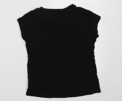 George Girls Black Striped Cotton Basic T-Shirt Size 6-7 Years Crew Neck Pullover - always dancing