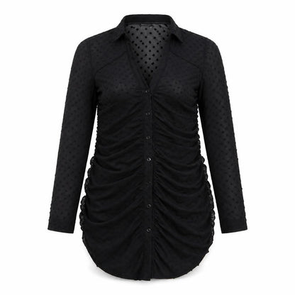 ASOS Womens Black Polka Dot Polyester A-Line  Size 8  V-Neck Button