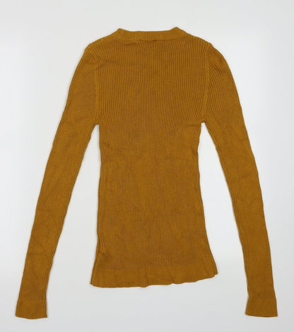 Topshop Womens Yellow  Acrylic Pullover Sweatshirt Size S  Pullover