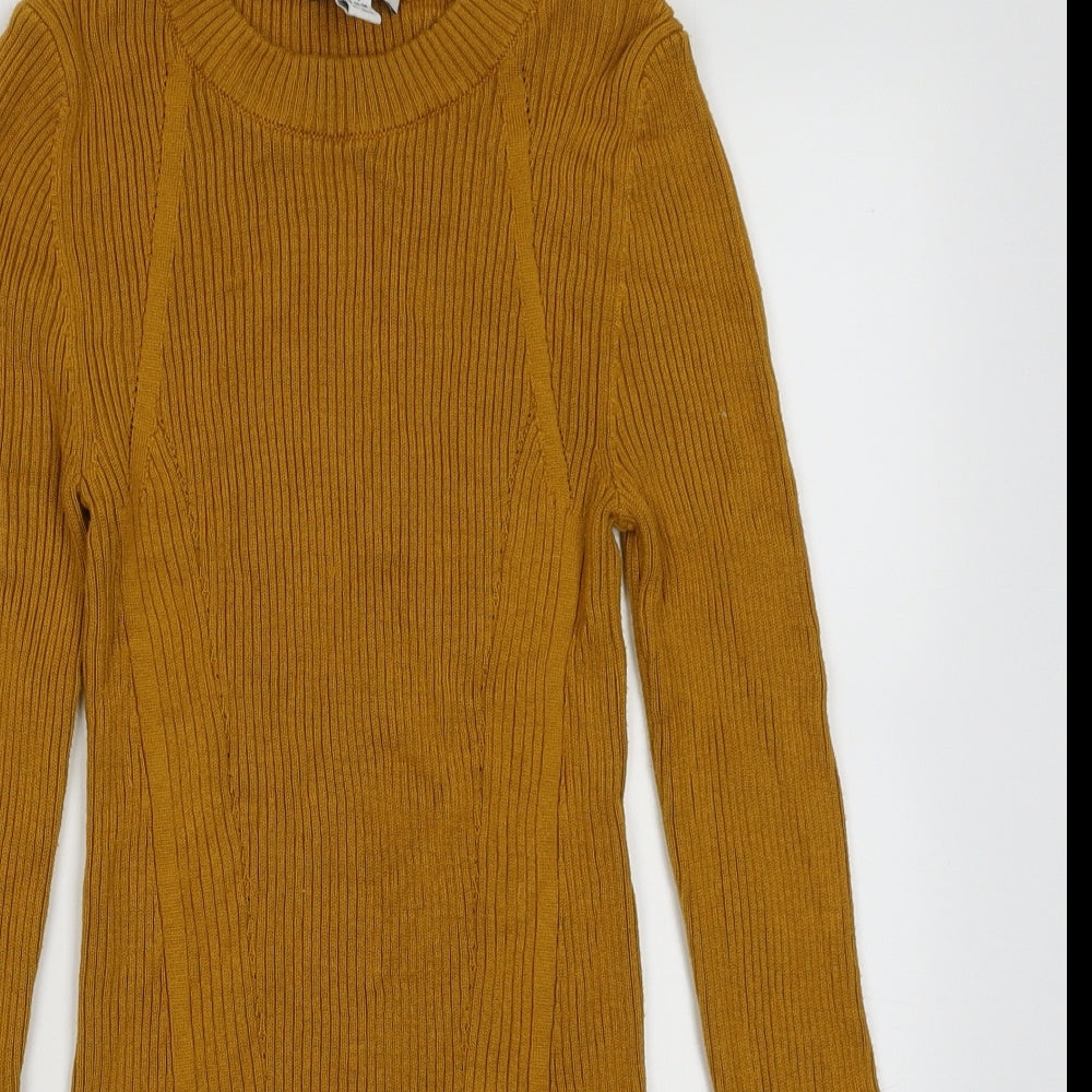 Topshop Womens Yellow  Acrylic Pullover Sweatshirt Size S  Pullover