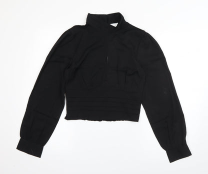 QED London Womens Black  Polyester Basic Blouse Size M Round Neck - Backless