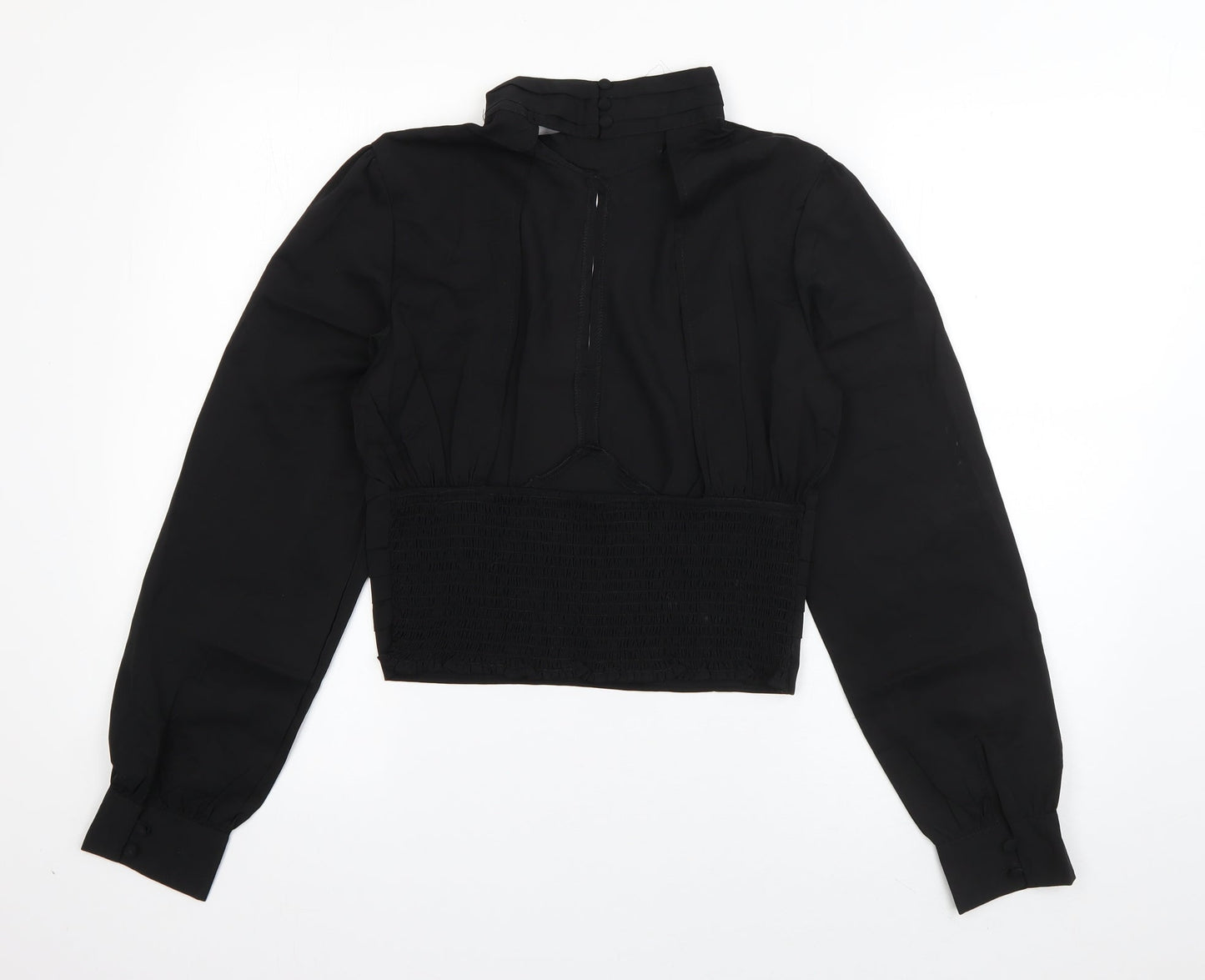 QED London Womens Black  Polyester Basic Blouse Size M Round Neck - Backless